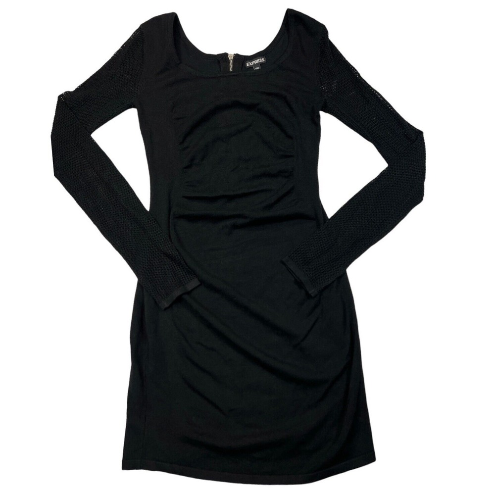 Express Women's‎ XS Black Long Sleeve Scoop Neck Mini Dress Casual Party